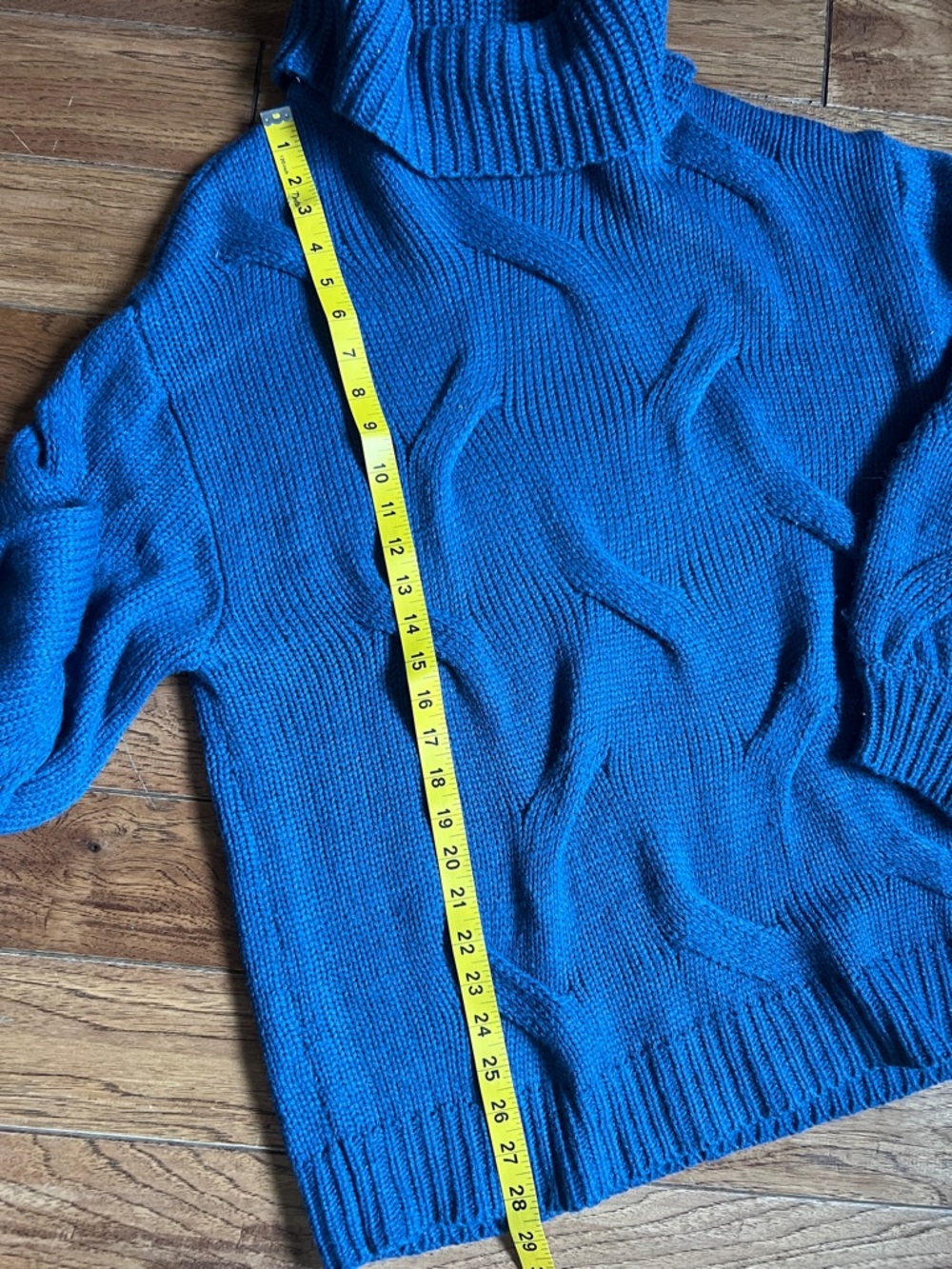 Simple Bright Blue Ribbed Turtleneck Sweater - Picture 2 of 4